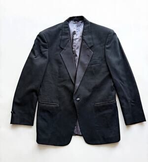 Christian Dior Black One Button Tuxedo Blazer Satin Peak Lapel 40R